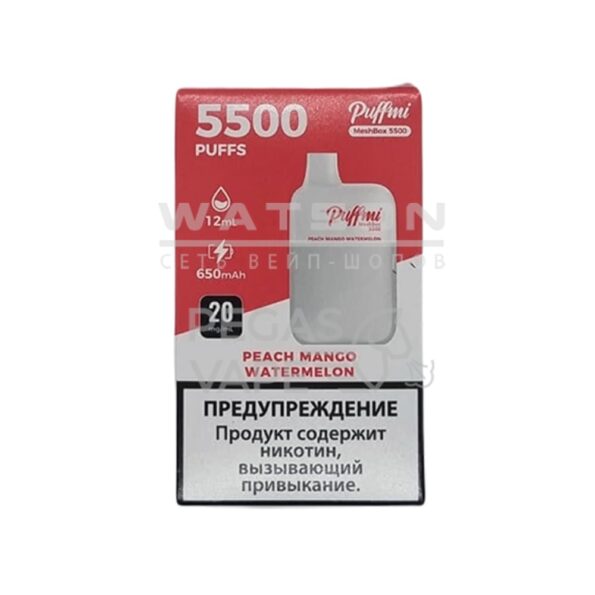 Электронная сигарета PUFF MI DX 5500 (Персик манго арбуз)