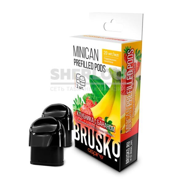 Предзаправленный картридж Brusko Minican Prefilled Pods, 2,4мл, Клубника с бананом (2шт)