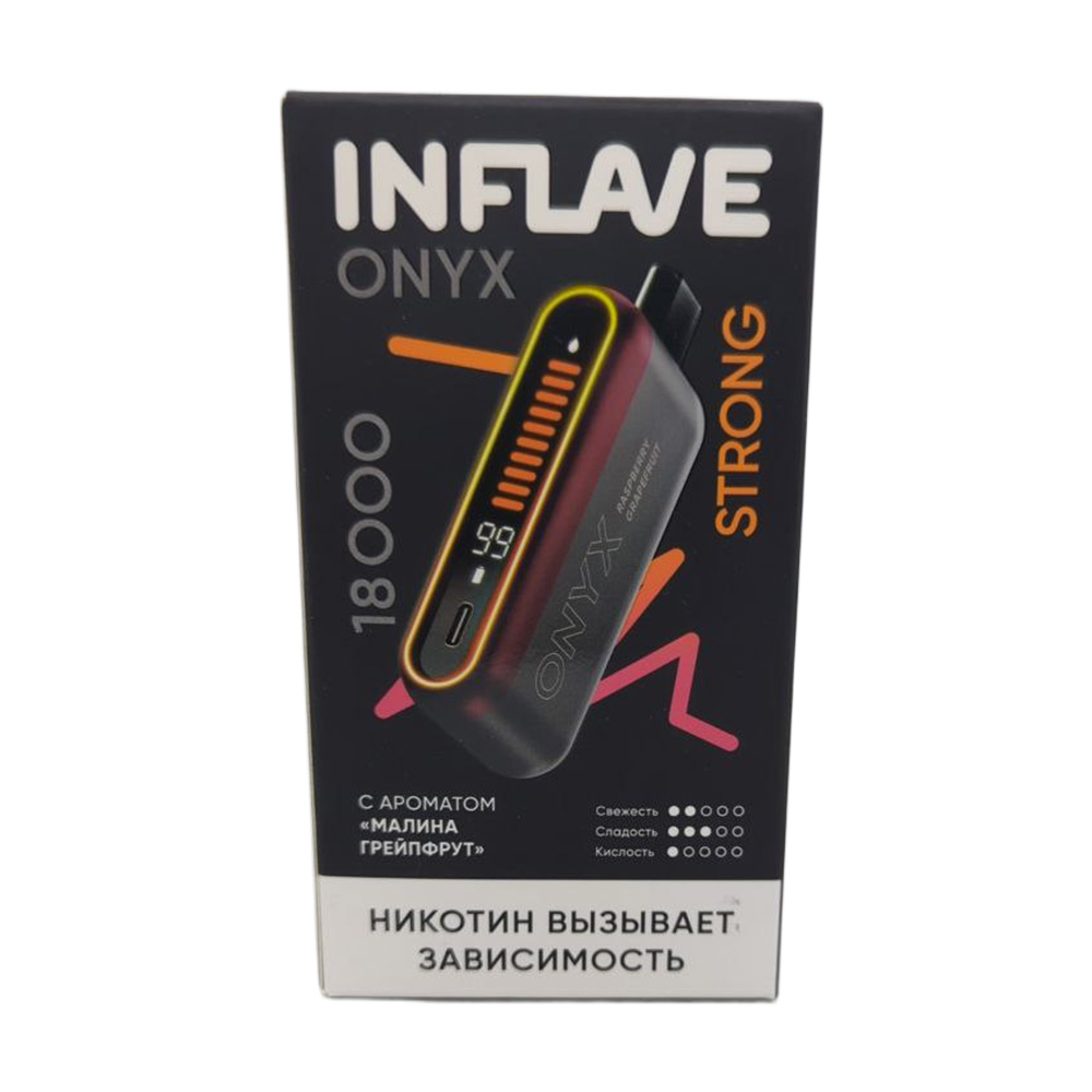 Электронная сигарета INFLAVE ONYX 18000 STRONG (Малина грейпфрут) Электронная сигарета INFLAVE ONYX 18000 STRONG (Малина грейпфрут)