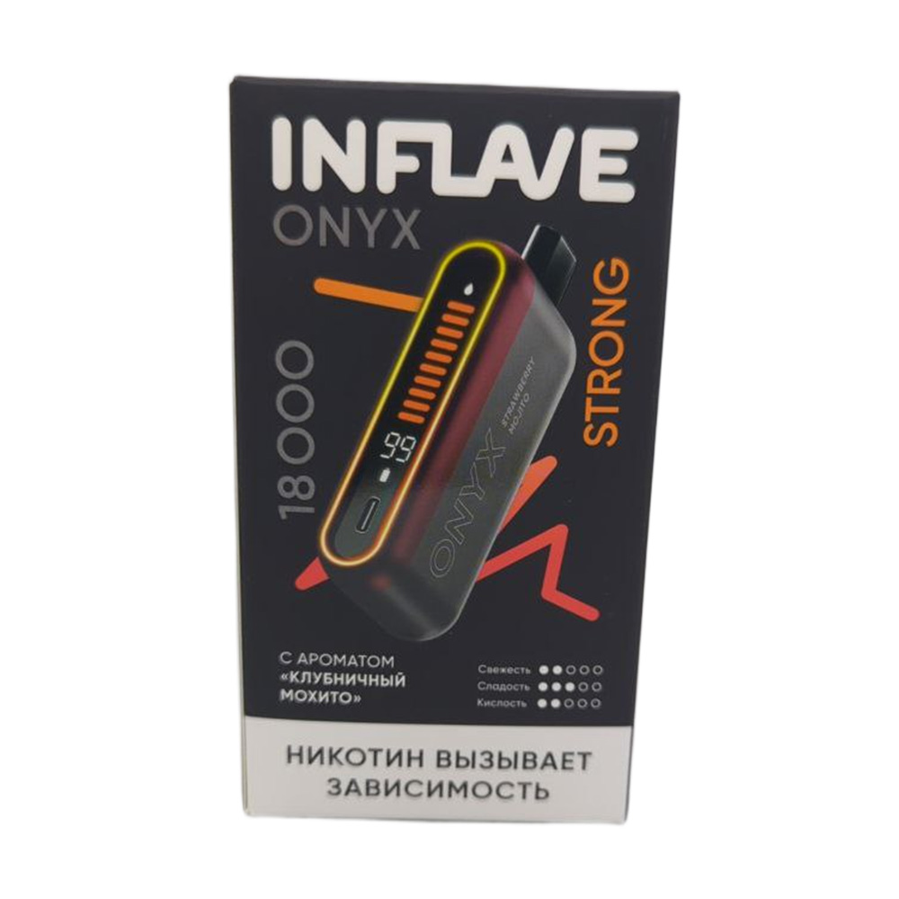 Электронная сигарета INFLAVE ONYX 18000 STRONG (Клубничный мохито) Электронная сигарета INFLAVE ONYX 18000 STRONG (Клубничный мохито)
