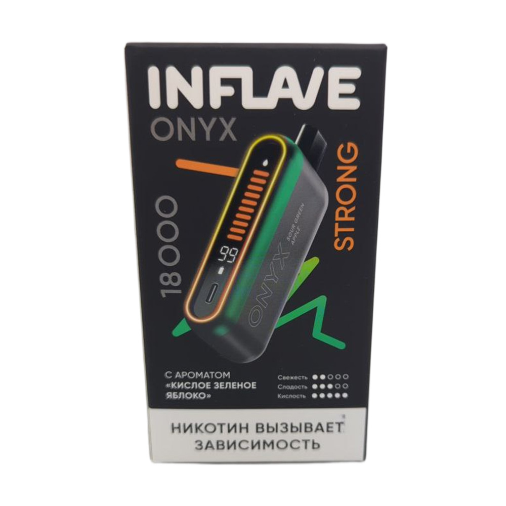 Электронная сигарета INFLAVE ONYX 18000 STRONG (Кислое зеленое яблоко) Электронная сигарета INFLAVE ONYX 18000 STRONG (Кислое зеленое яблоко)