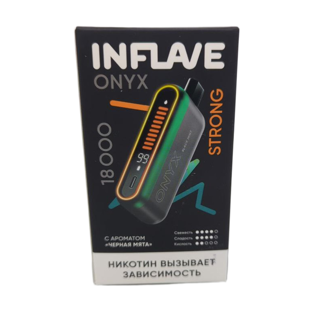 Электронная сигарета INFLAVE ONYX 18000 STRONG (Черная мята) Электронная сигарета INFLAVE ONYX 18000 STRONG (Черная мята)
