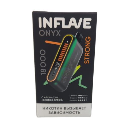 Электронная сигарета INFLAVE ONYX 18000 STRONG (Кислое драже)
